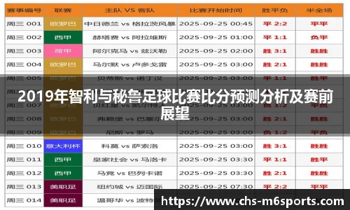 2019年智利与秘鲁足球比赛比分预测分析及赛前展望